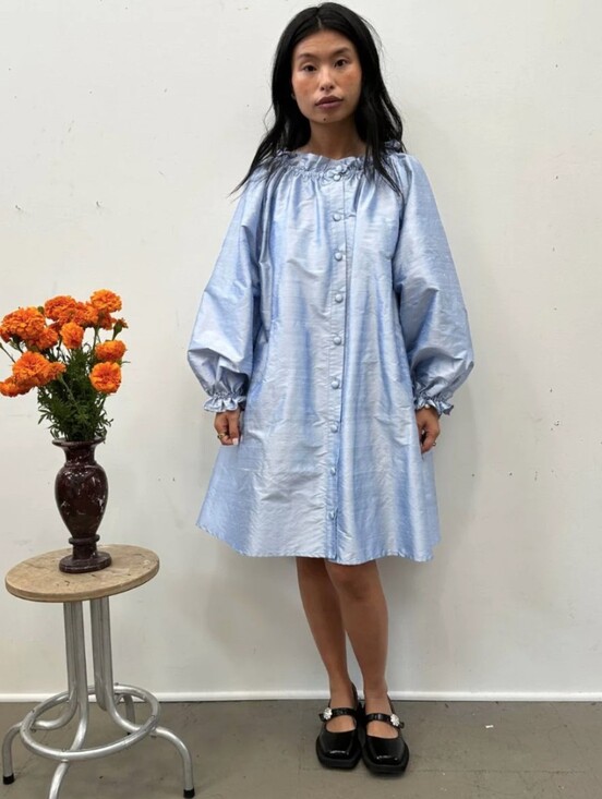 Local Woman Dresses & Skirts - Local Woman Co Claire Dress Celeste Blue Silk Dupioni